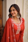 Ka 1244 Mal Chanderi  With Beads Embroidery Work Gown Wholesale In India
